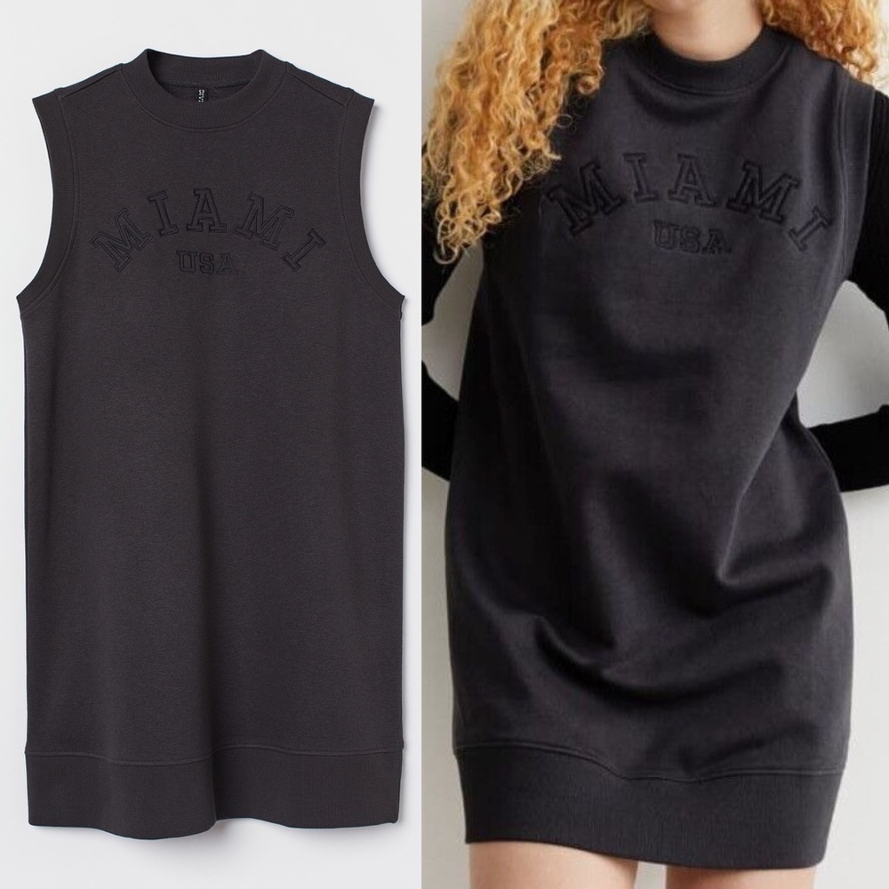 H&M Divided Miami USA Sleeveless Sweatshirt Tank Mini Dress Size Small